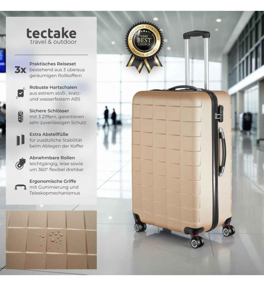 Set de 3 Valises Trolley Rigides JAKUB - champagne