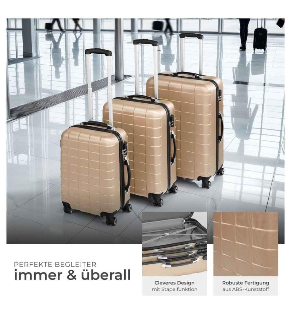 Set de 3 Valises Trolley Rigides JAKUB - champagne