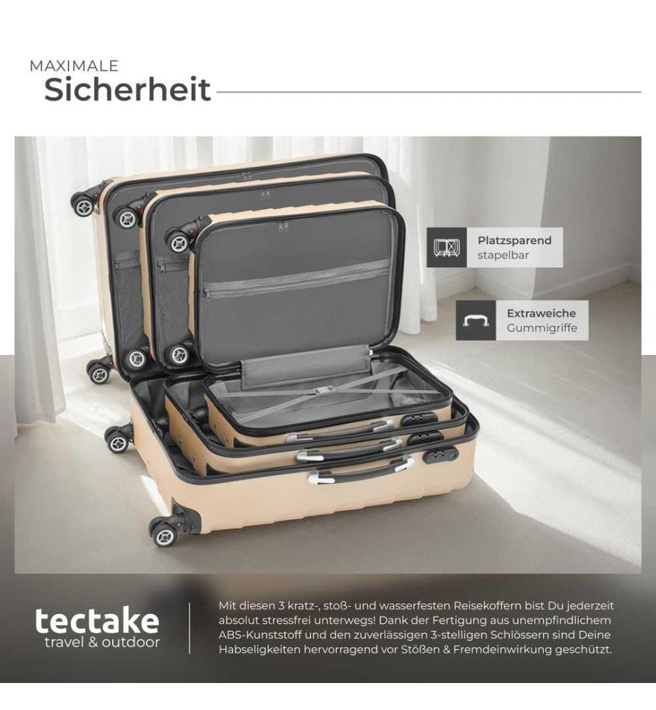 Set de 3 Valises Trolley Rigides JAKUB - champagne