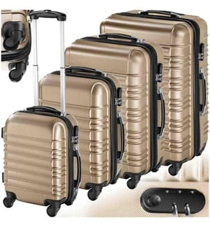 Set de 4 Valises Trolley - ABS - 4 Roues Pivotantes à 360° - champagne