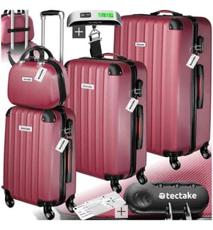 Set de valises rigides Cleo 4 pièces avec pèse-valise - rouge bordeaux