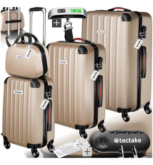 Set de valises rigides Cleo 4 pièces avec pèse-valise - champagne