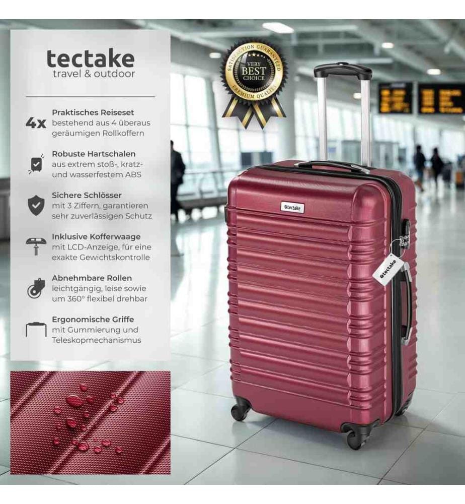 Set de valises rigides Mila 4 pièces avec pèse-bagages - rouge bordeaux