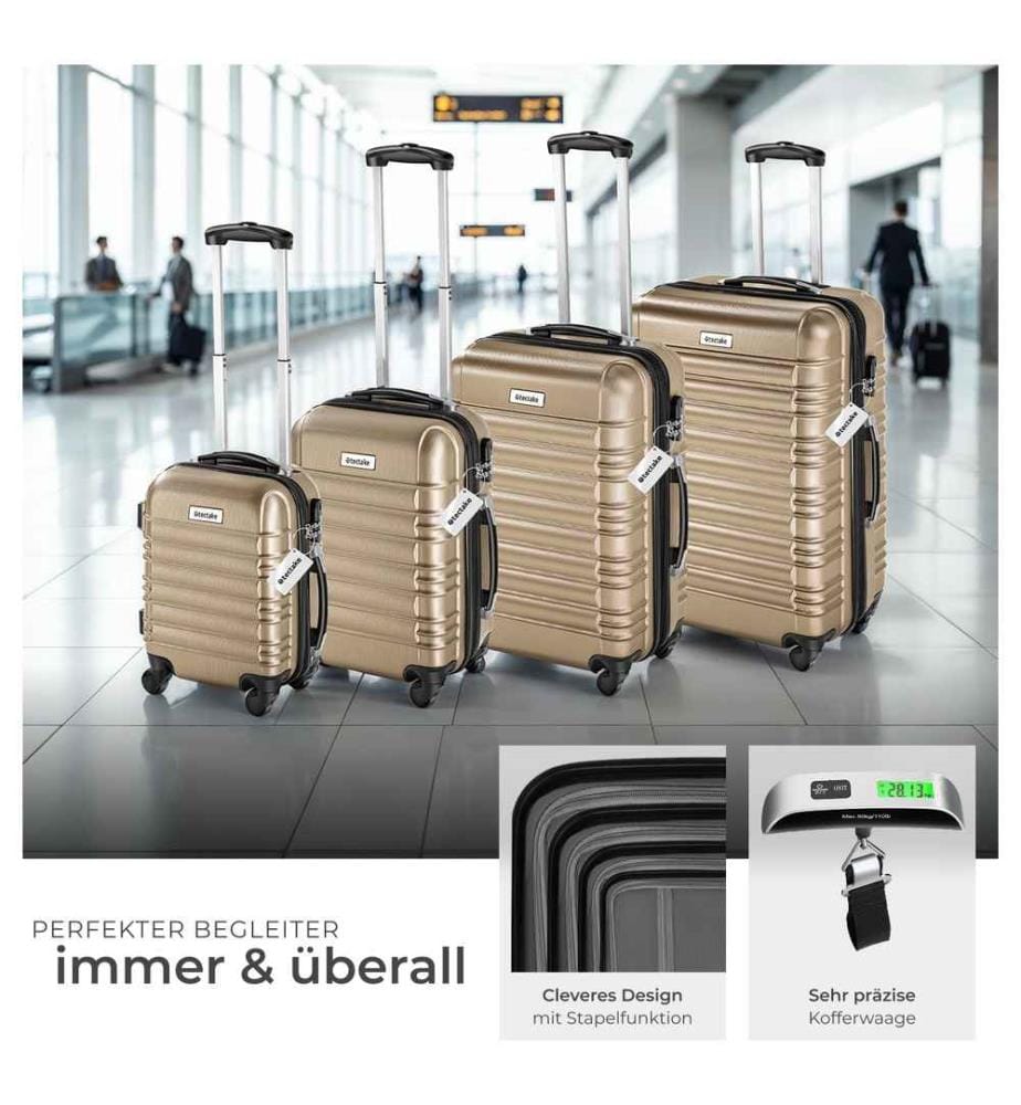 Set de valises rigides Mila 4 pièces avec pèse-bagages - champagne