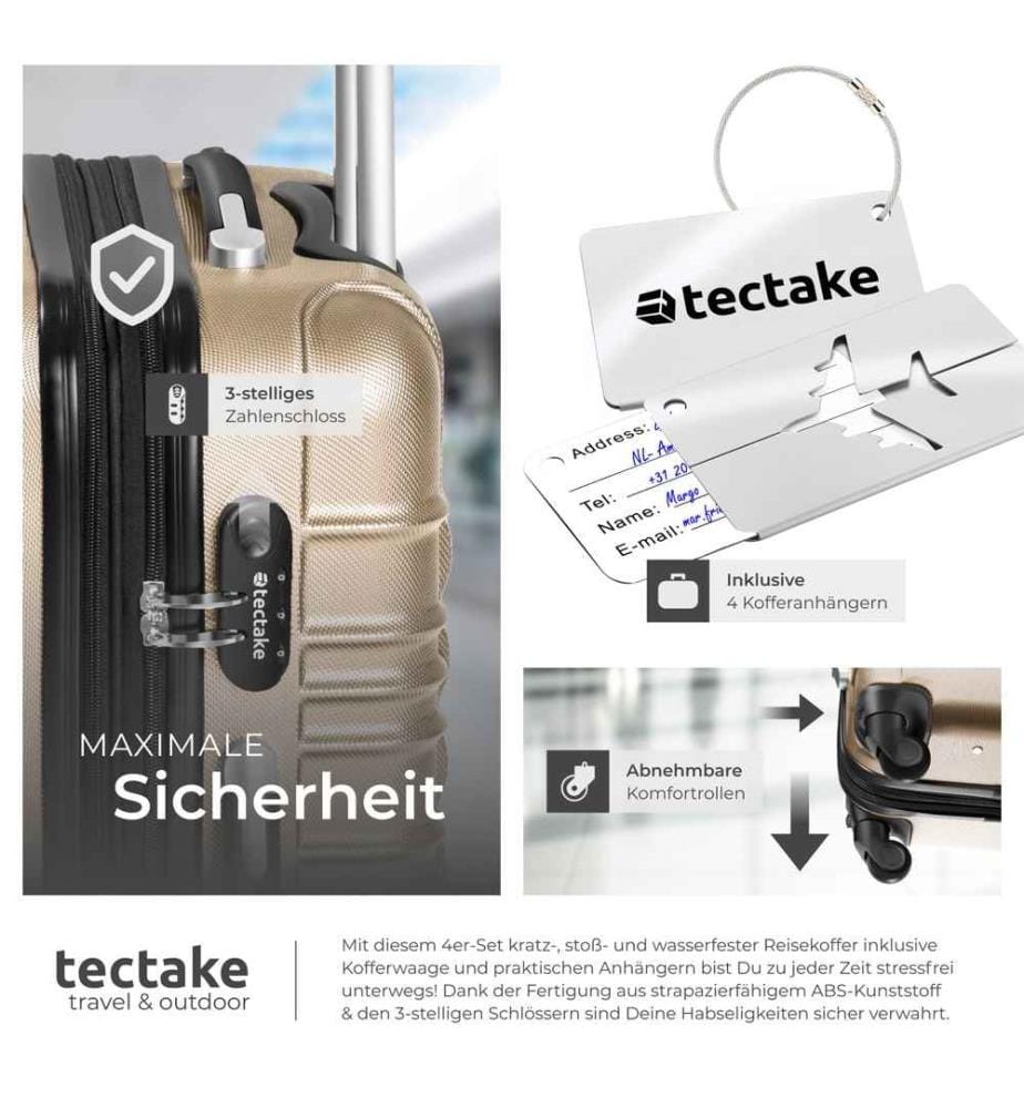 Set de valises rigides Mila 4 pièces avec pèse-bagages - champagne