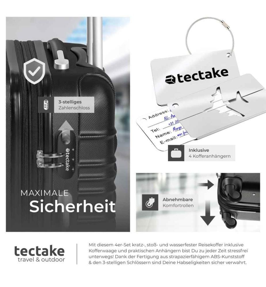 Set de valises rigides Mila 4 pièces avec pèse-bagages - noir