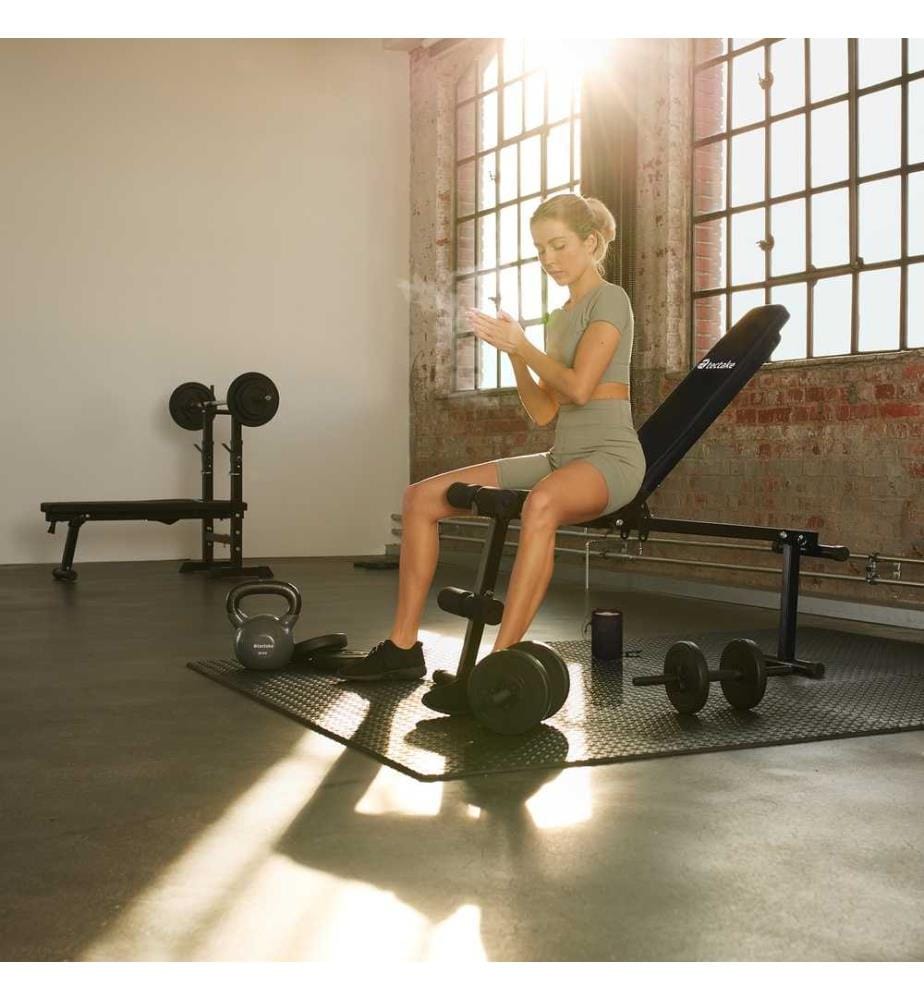 Banc de Musculation, d'Haltérophilie en Acier - noir