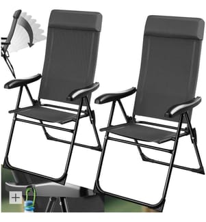 Chaise de camping pliable MÜRITZ en aluminium avec appui-tête - Lot de 2