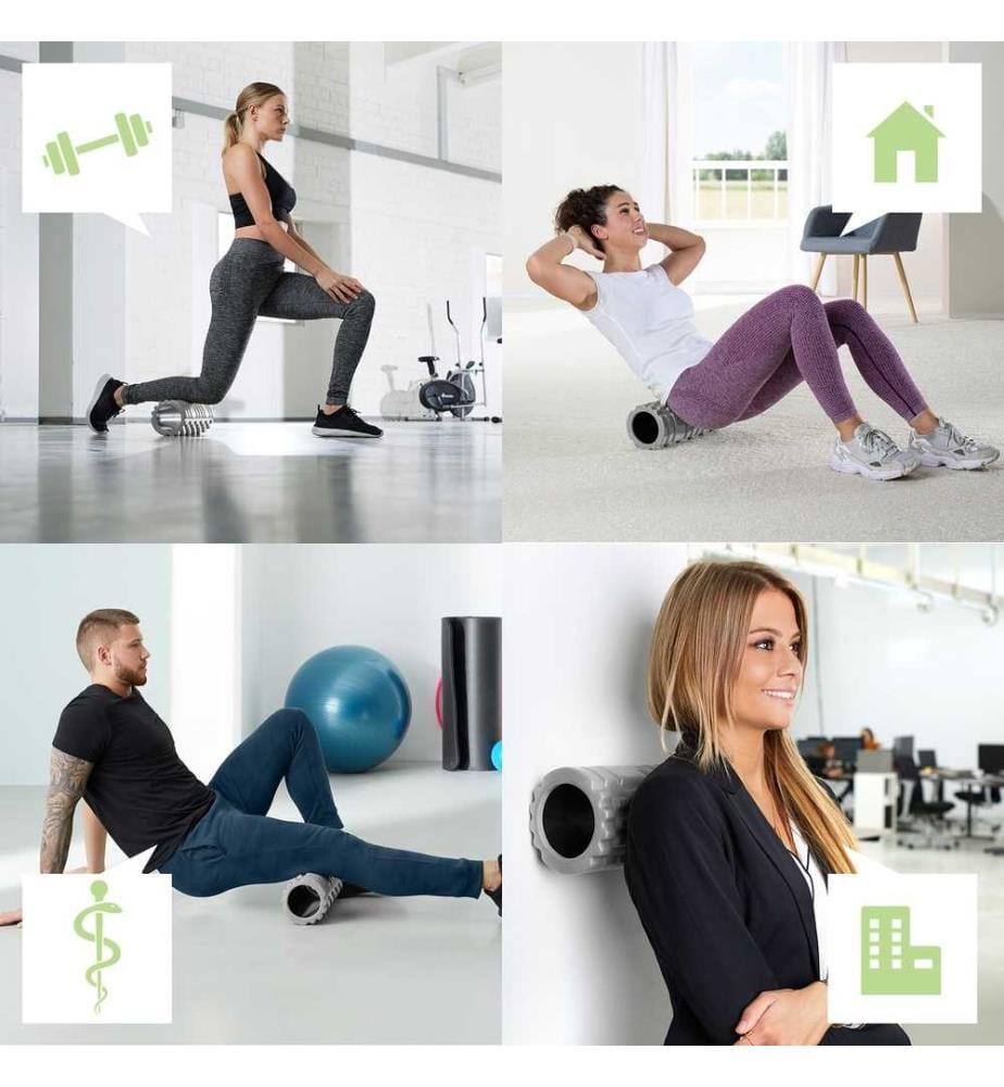Rouleau de Massage Foam Roller Sport Fitness - gris