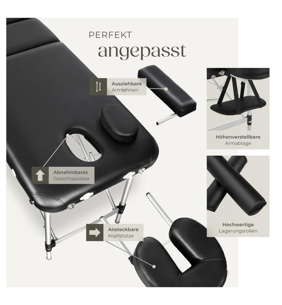 Table de massage 2 zones avec rouleaux de massage - noir