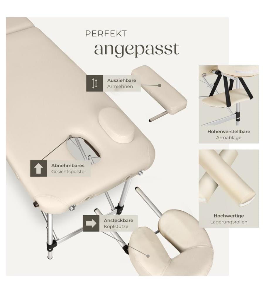 Table de massage 2 zones avec rouleaux de massage - beige