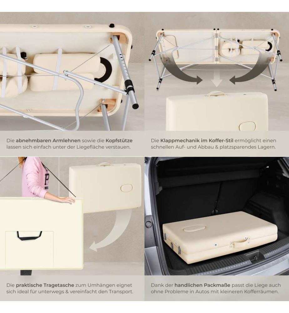 Table de massage 2 zones avec rouleaux de massage - beige
