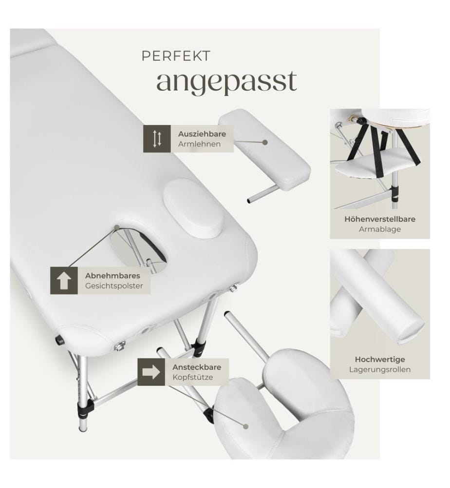 Table de massage 2 zones avec rouleaux de massage - blanc