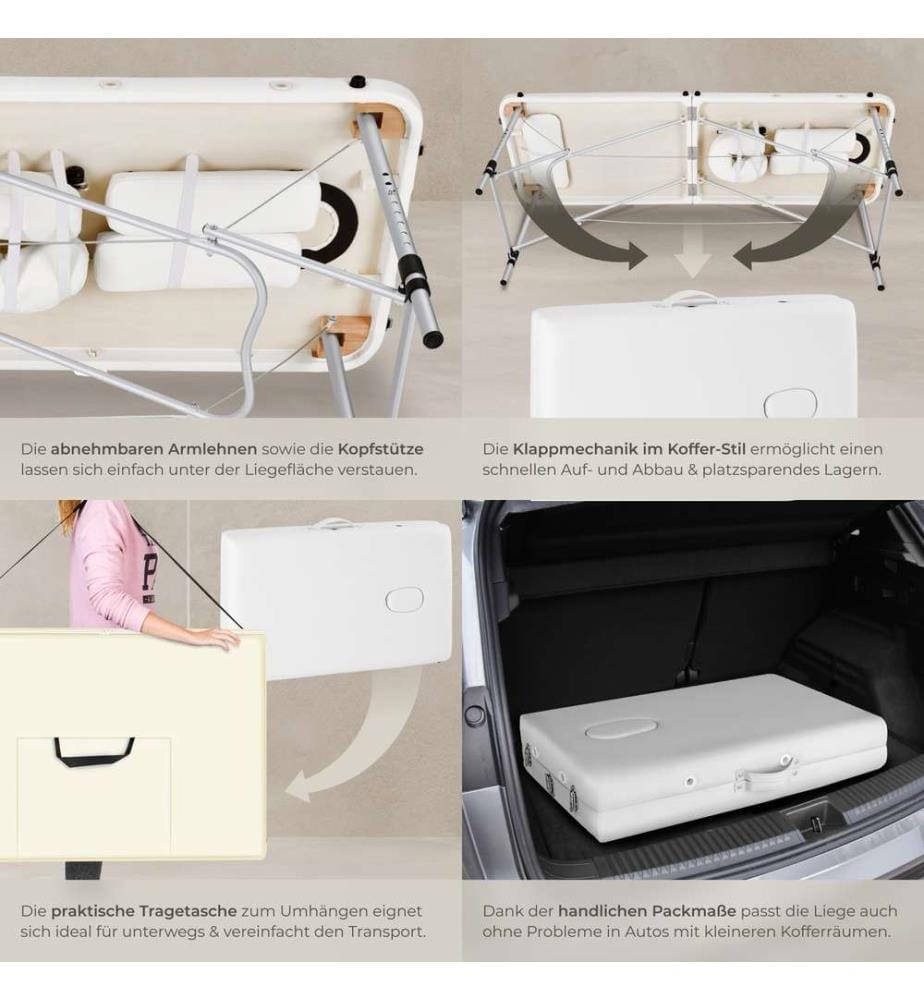 Table de massage 2 zones avec rouleaux de massage - blanc