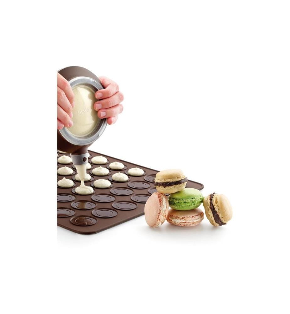 Lékué - Tappetino da forno per macaron Silicone, Marron