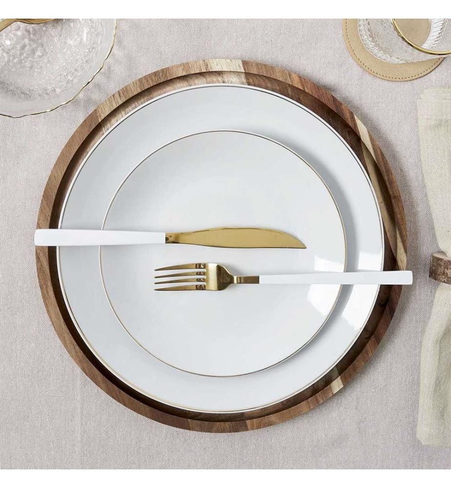 6pcs Salad Dessert Plate 19cm White Porcelain With Round Flat Design 101502276