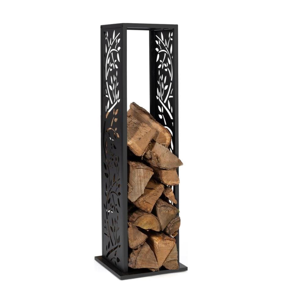 Idomya 112 cm vertical openwork log rack - Black | DeinDeal