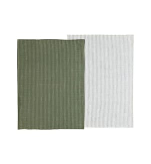 Södahl Geschirrtuch-Set Chambray Soft 2 Stück, Olivgrün/Weiss