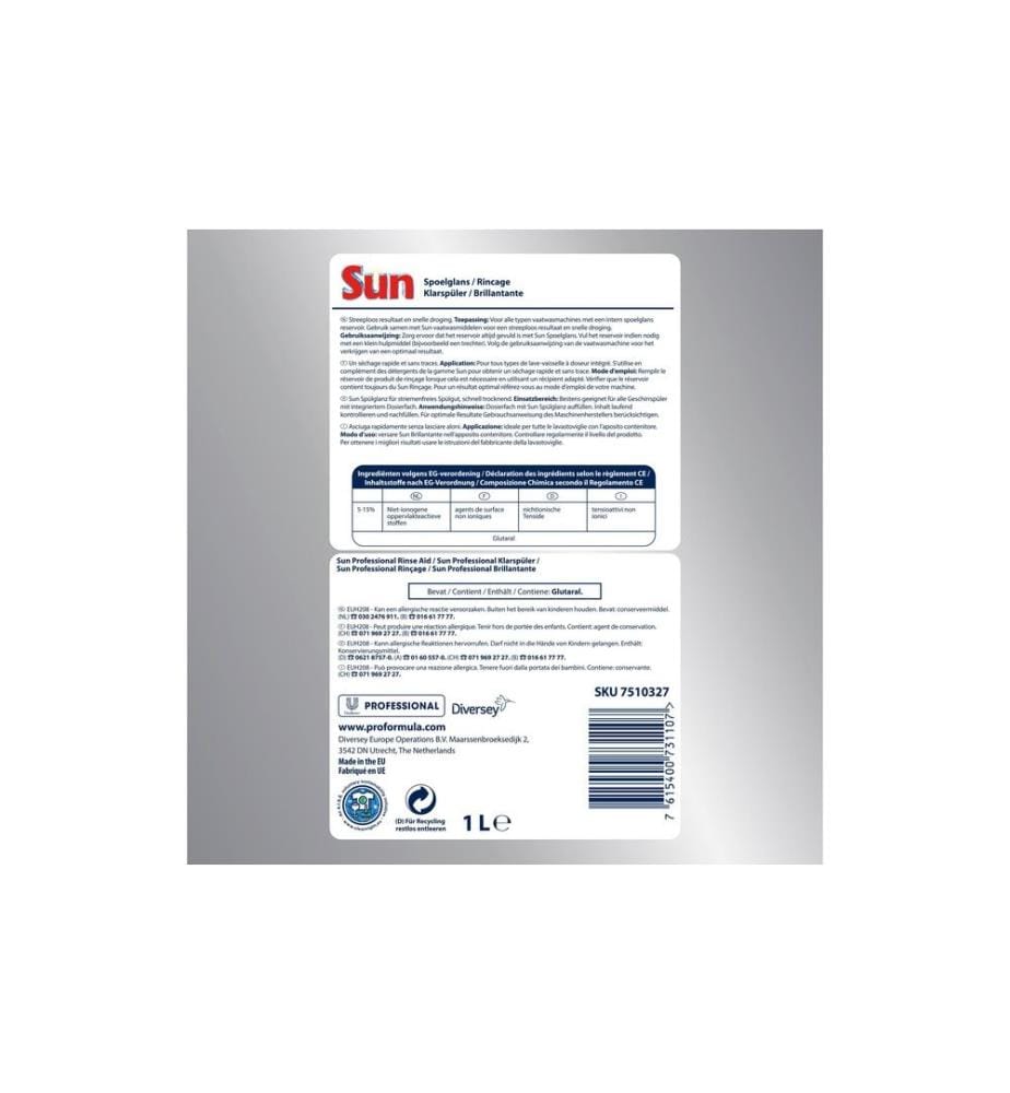 DIVERSEY PRO - Formula Produit de rinçage  Sun Professional produit de rinçage 1 l