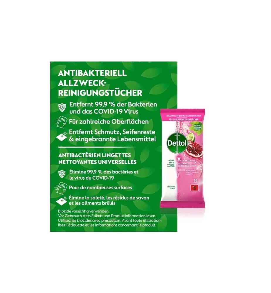 DETTOL - Allzweck-Reinigungstücher Granatapfel & Limette 60 Stück