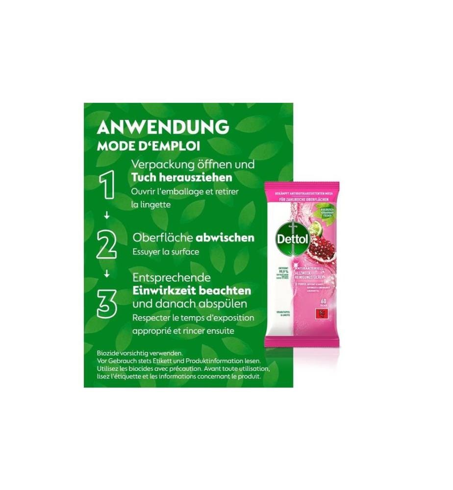 DETTOL - Allzweck-Reinigungstücher Granatapfel & Limette 60 Stück
