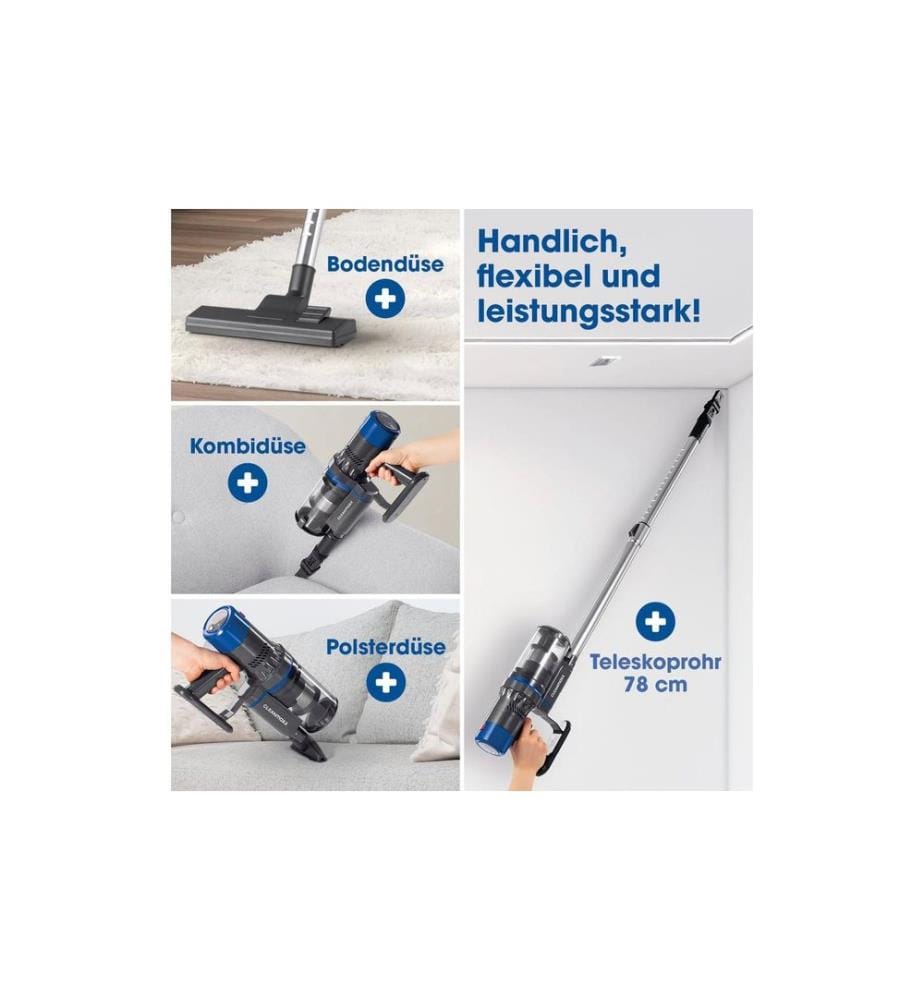 CLEANMAXX - Akku-Hand- und Stielsauger Grau / Blau