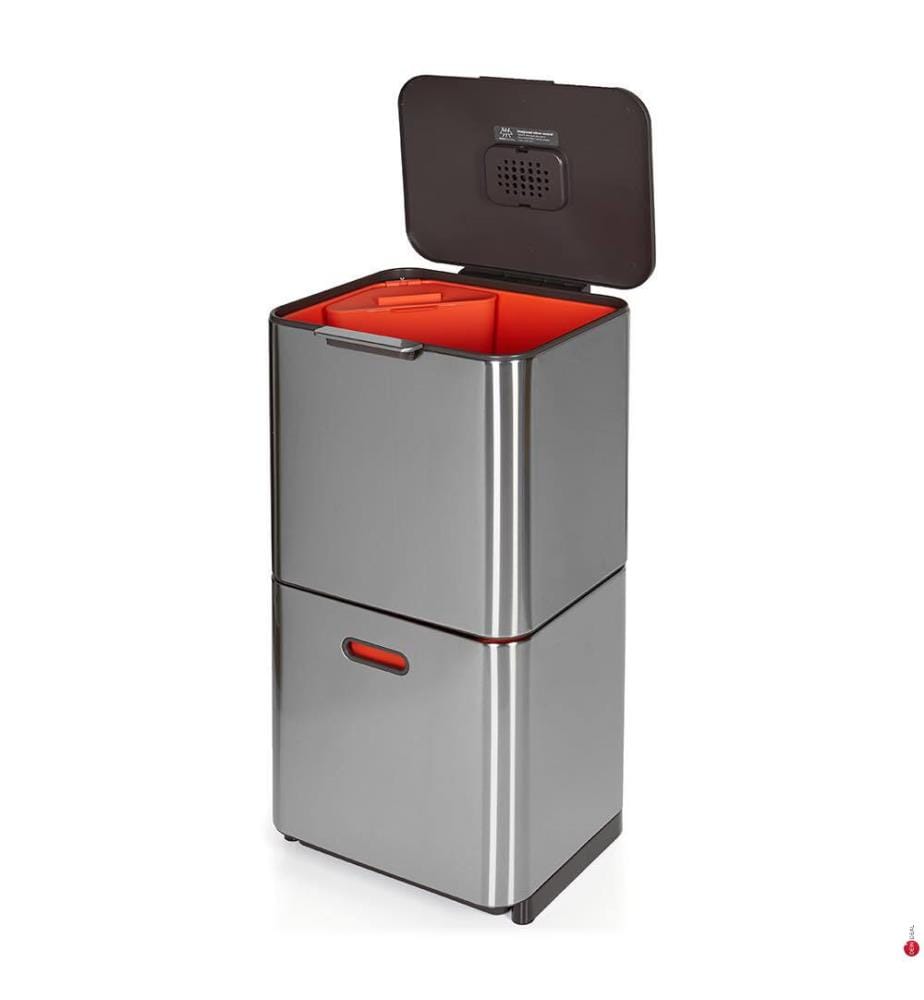 Totem Max 60L Abfall- und Recyclingeimer - Silber und Orange