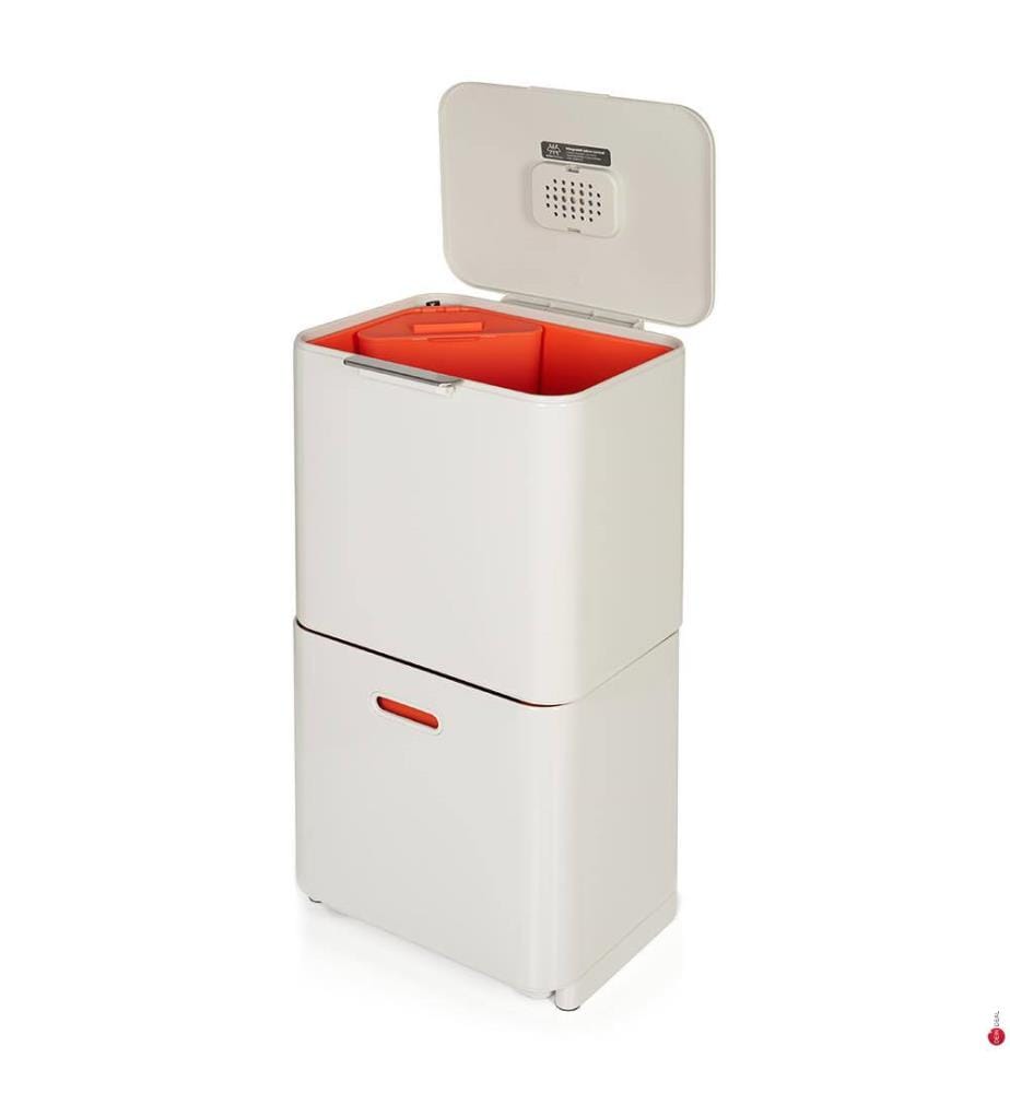 Totem Max 60L Abfall- und Recyclingeimer - Stone - Weiss und Orange