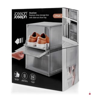 ShoeCase 2er-Set, stapelbare Schuhboxen, grau - grau