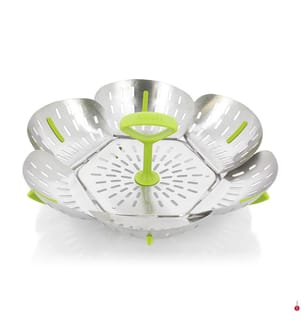 Bloom Steam Basket - Silver and Green
