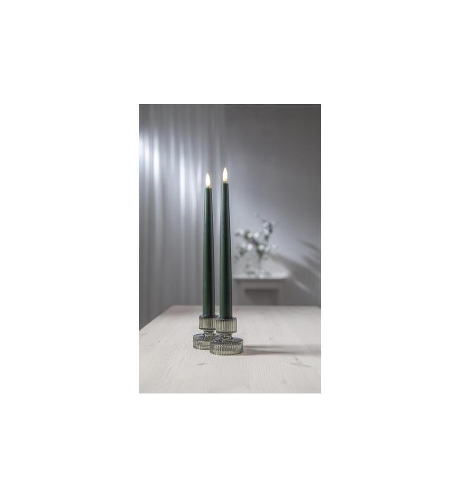 STAR TRADING - Set de bougies LED sur tige Flamme Slim, 2 pièces, vert