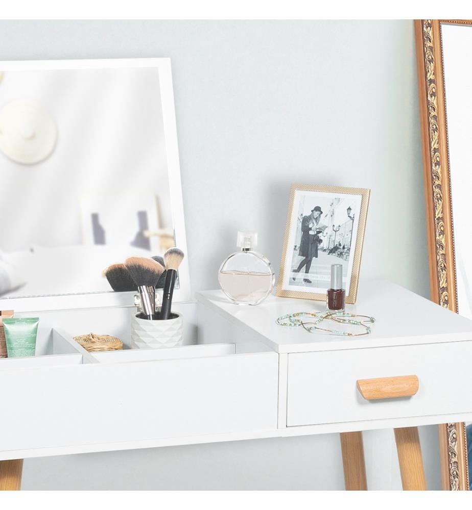 Dressing Table Serena 80x39x75cm - White and Light Brown