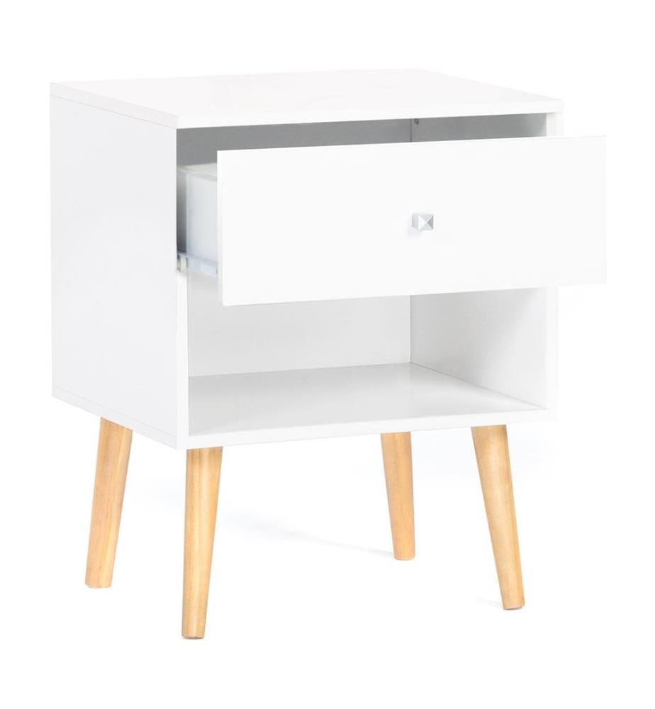 Set of 2 Emmie Bedside Tables with 1 Drawer 40 x 34 x 50 cm - White