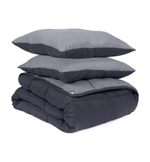 Duvet 4 seasons + 2 pillows 220x240cm - Grey - 500 gsm