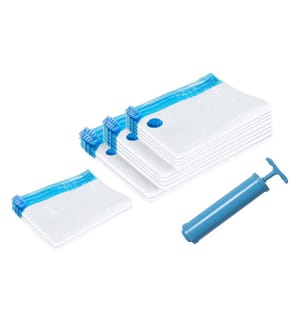 Pack of 12 vacuum bags + pump - Transparent