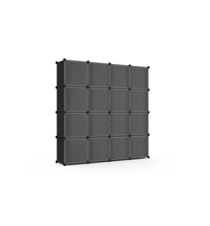 16-cube multifunctional storage cabinet 143x36x178cm - Black