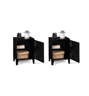 Set of 2 Storen Metal Bedside Tables - Black