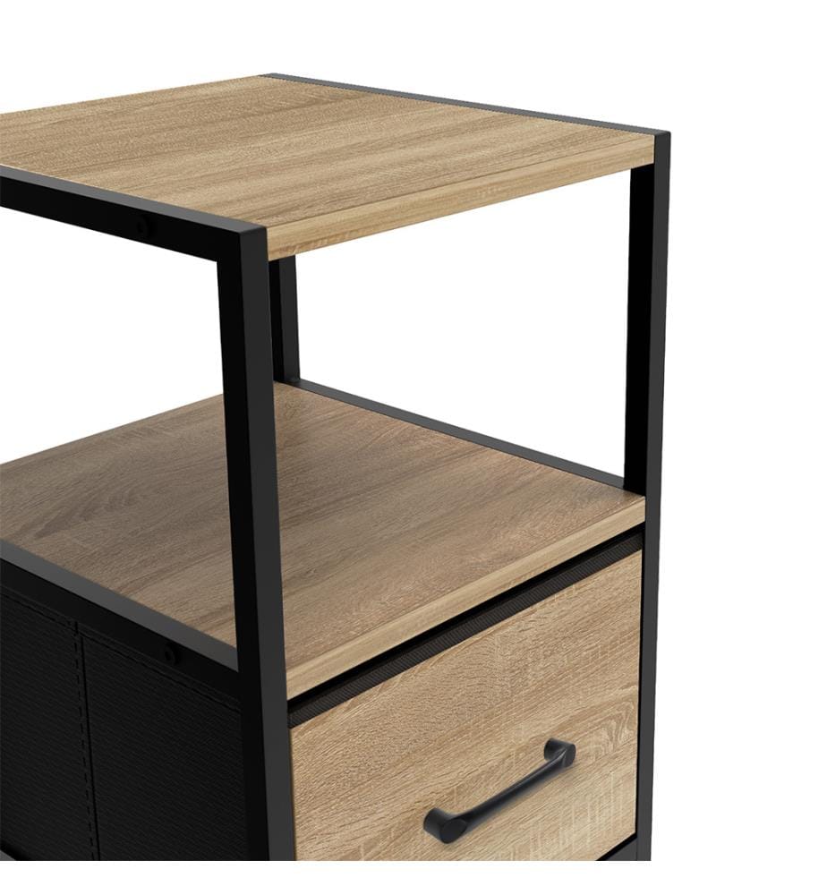 Set of 2 Iris bedside tables with 1 drawer and 1 niche - Brown and Black