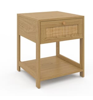 Set of 2 Erin 1-drawer wicker bedside tables - Brown
