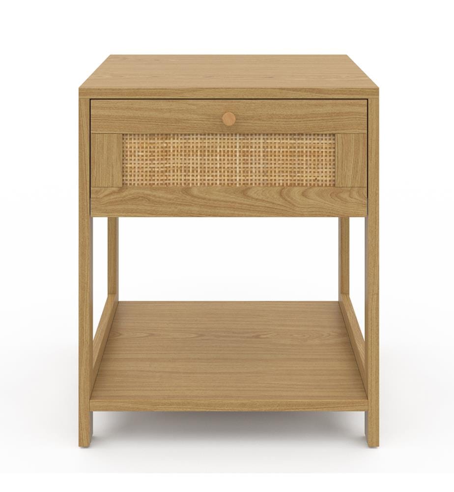 Set of 2 Erin 1-drawer wicker bedside tables - Brown