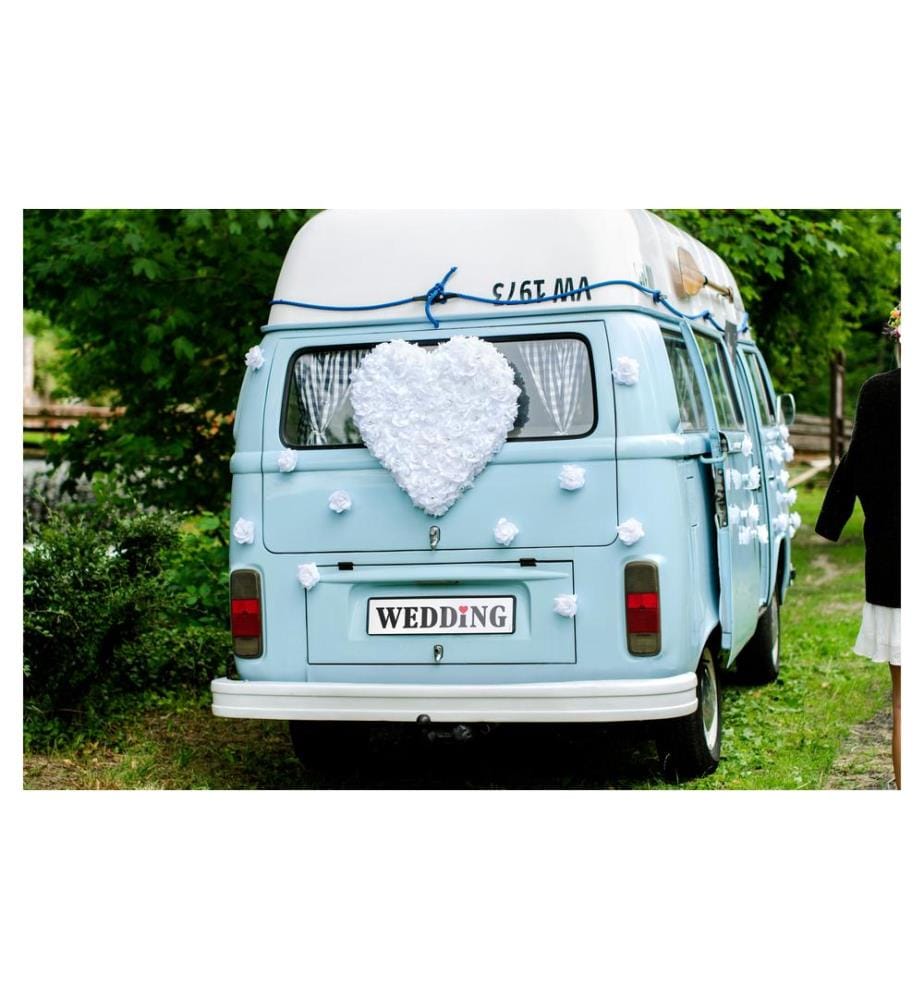 PARTYDECO - Hochzeitsaccessoire Autodekoration Rose Selbstklebend Weiss
