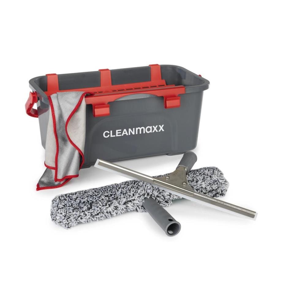 CLEANMAXX - Fensterwischer 7-teilig, Grau/Rot