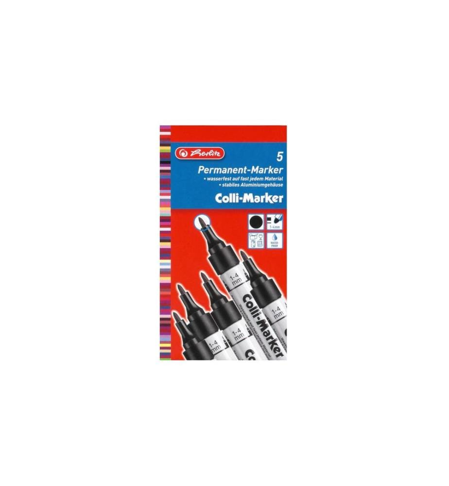 HERLITZ - Marqueur pour flipchart Colli 1-4 mm, 5 pièces, Noir