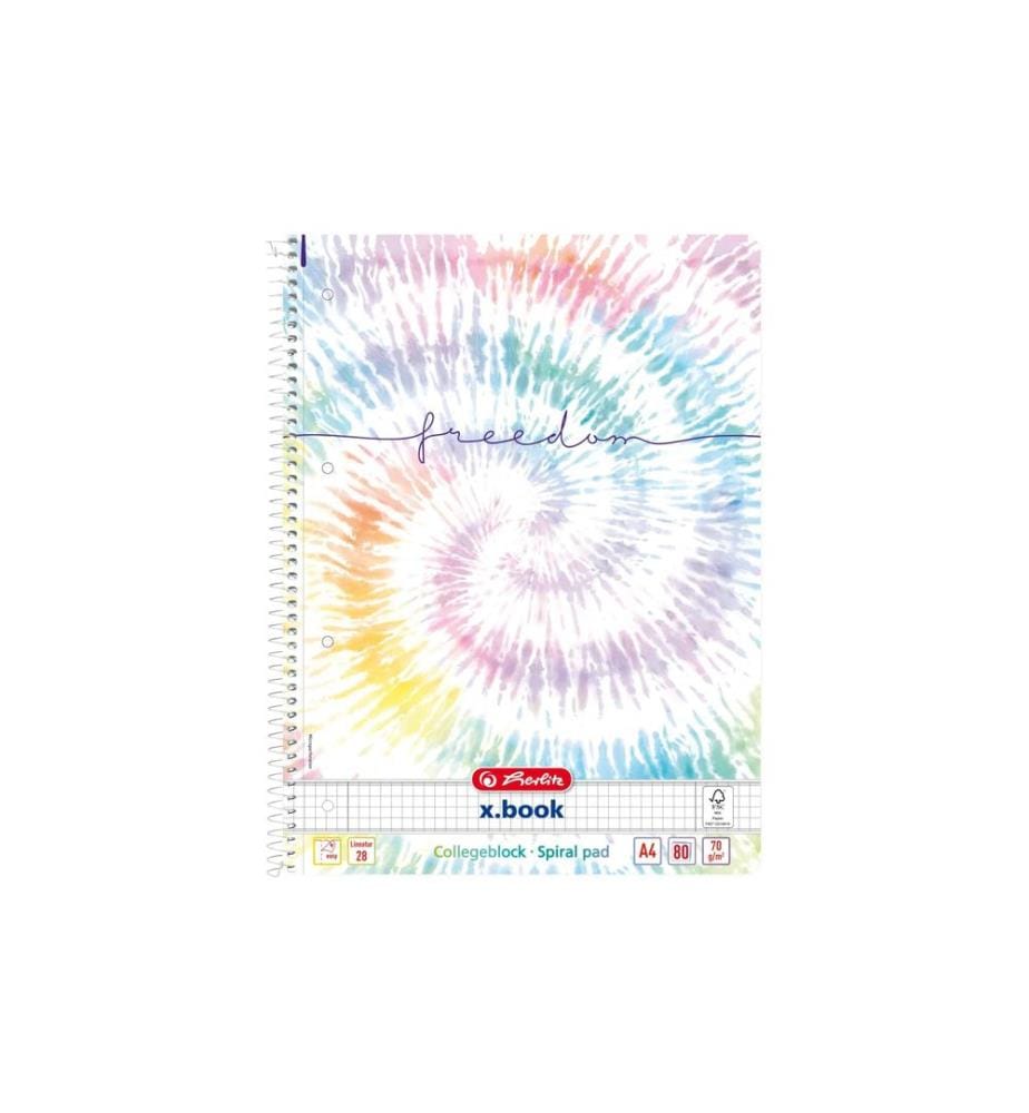 HERLITZ - Bloc-notes à spirale Nouvelle liberté baltique Quadrillé, 80 feuilles, A4