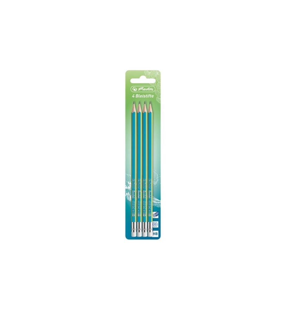 HERLITZ - Crayon GREENline Bleu-Vert, 4 pièces