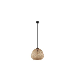 EGLO - Leuchten Lampe suspendue DEMBLEBY 1x E27, Noir/Nature