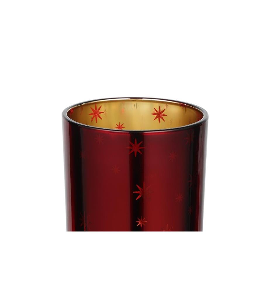 EGLO - Teelichthalter Lukut 12.5 cm Gold/Rot, Glas