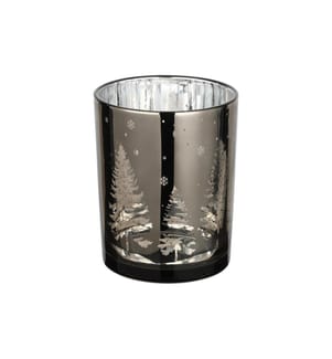 EGLO - Teelichthalter Windlicht Christmas Lukut 12.5 cm Braun, Glas