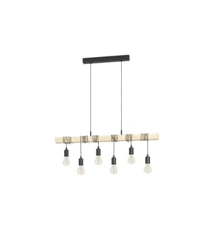 EGLO - Leuchten Lampe suspendue TOWNSHEND noir, marron exkl. E27 6x60W