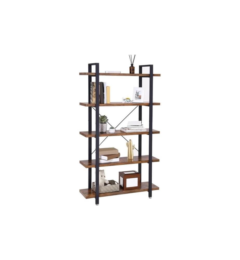 VASAGLE - Regal mit 5 Ebenen 105 x 177.5 cm, Braun/Schwarz
